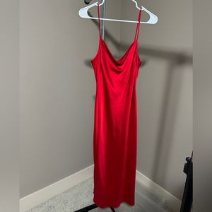 Express Red satin midi dress size medium